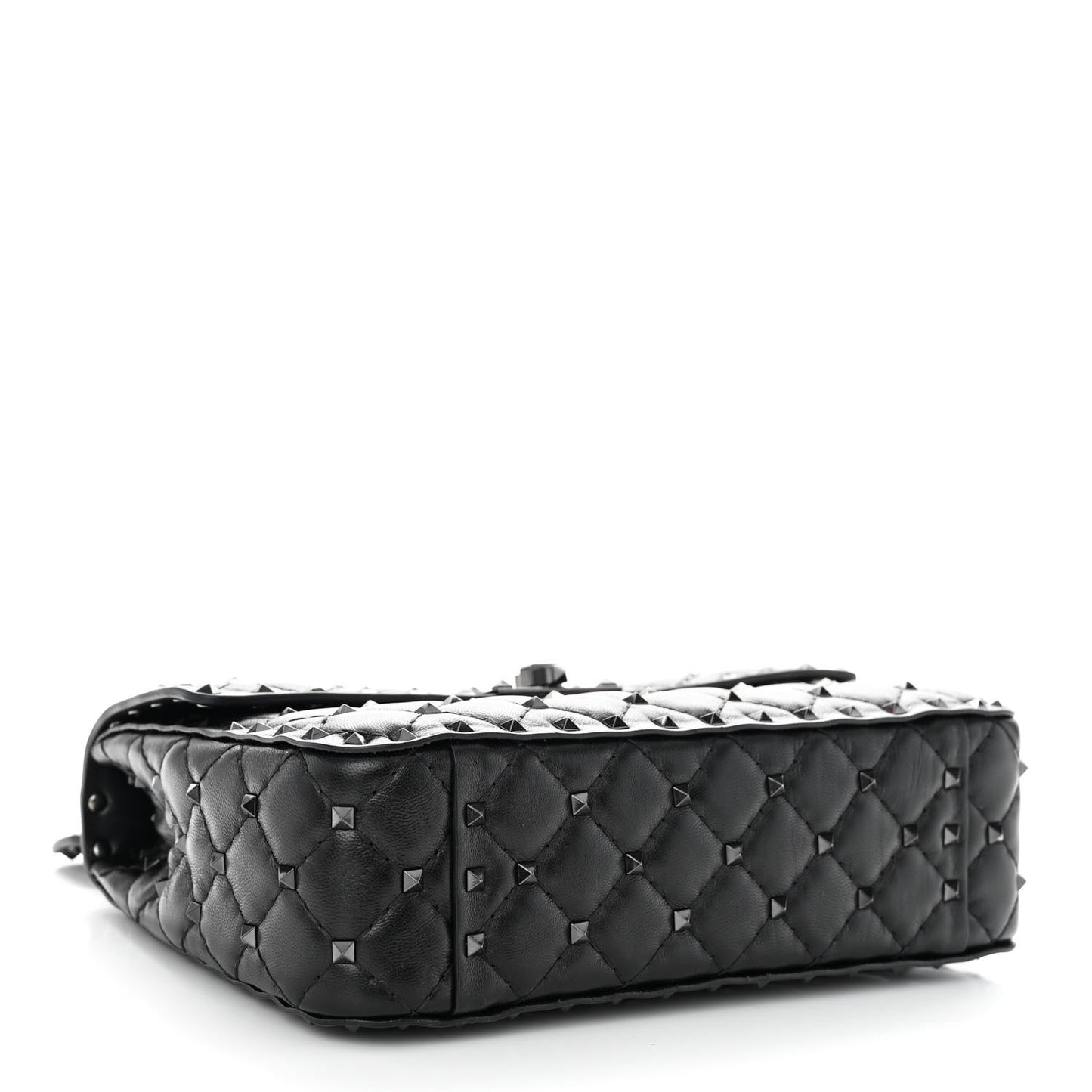 Lambskin Medium Rockstud Spike Shoulder Bag Black