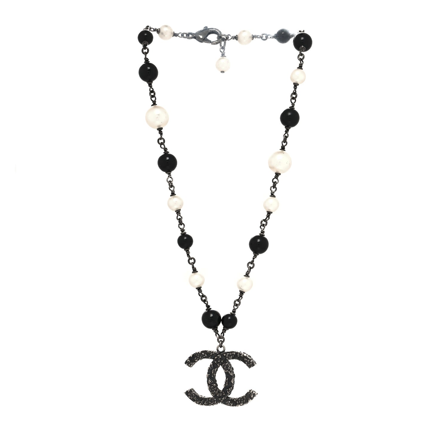 Ruthenium Beaded CC Short Necklace Black