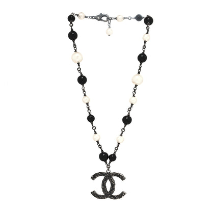 Chanel Ruthenium Beaded CC Short Necklace Black 3 of 5