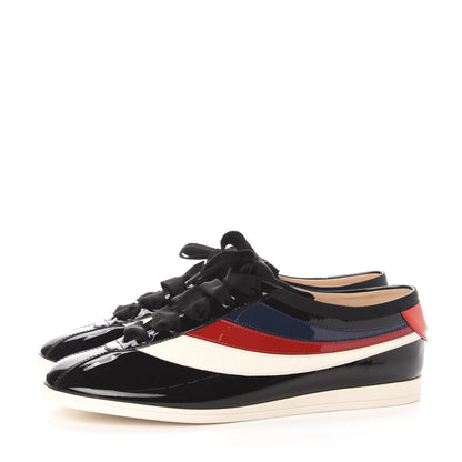 Gucci Patent Calfskin Mens Web Falacer Sneakers 9.5 Black 3 of 10