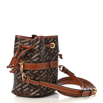 Versace Coated Canvas La Greca Mini Bucket Bag Black Caramel 3 of 11