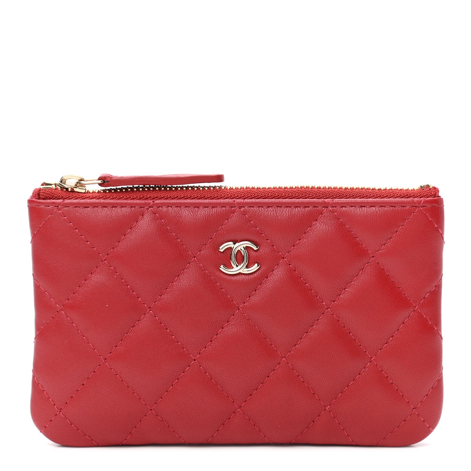 Chanel Lambskin Quilted Small Cosmetic Case Red 1 of 7
