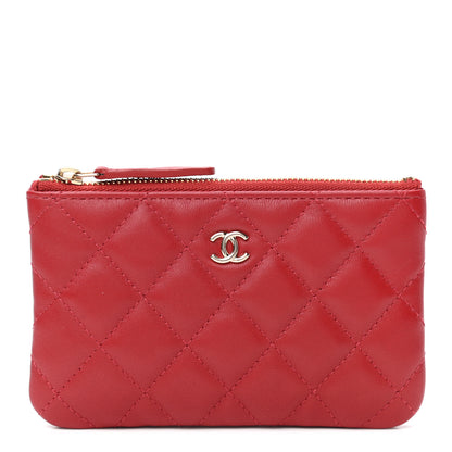 Chanel Lambskin Quilted Small Cosmetic Case Red 1 of 7