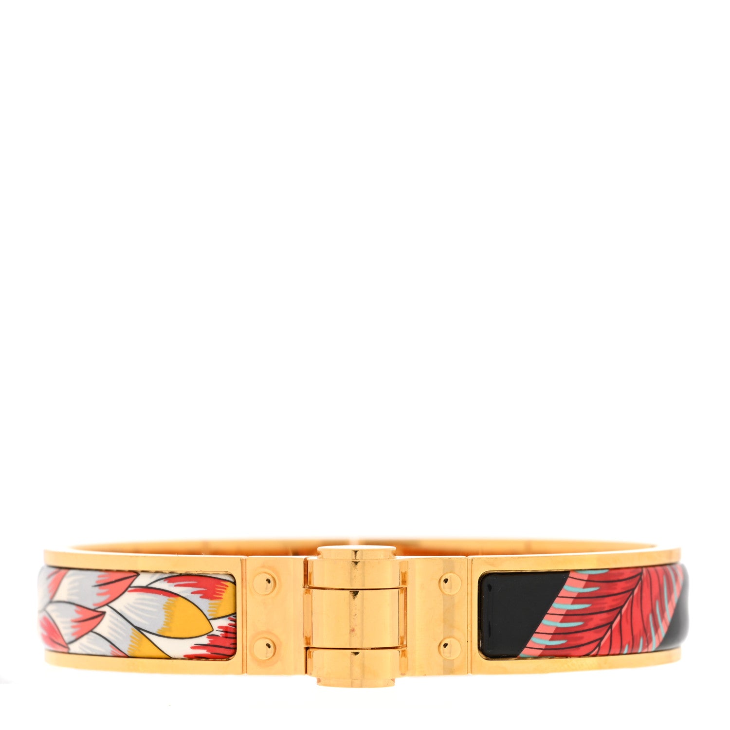 Hermes Enamel Printed Narrow Charniere Savana Dance Hinged Bracelet S Futurisme 1 of 4
