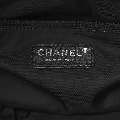 Chanel Coated Canvas Quilted Small Paris Biarritz Tote Black 6 of 10