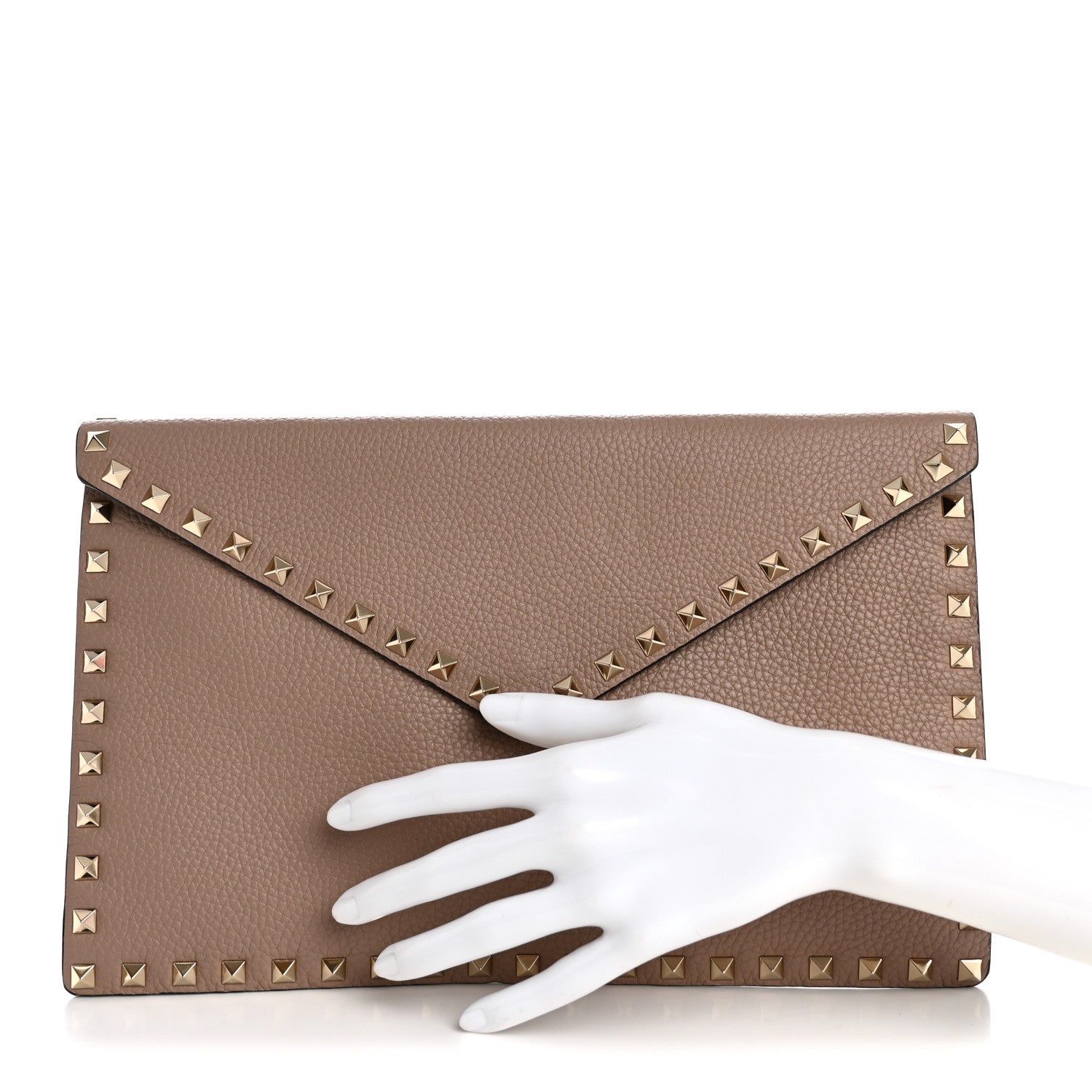 Valentino Garavani Vitello Medium Rockstud Envelope Flat Wristlet Pouch Poudre 2 of 10