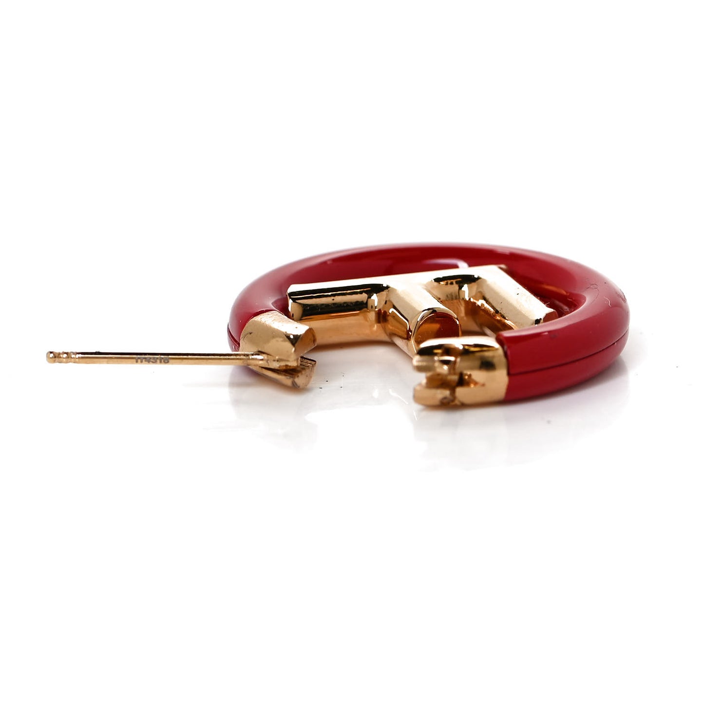 Metal F is Fendi Enamel Hoop Earring Red Gold