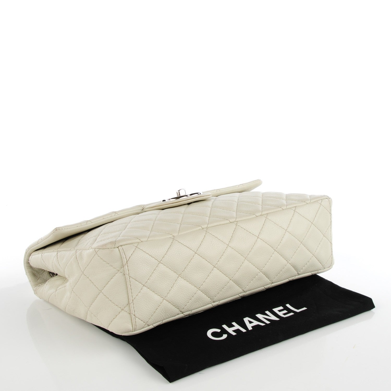 Chanel Washed Caviar Quilted Maxi Single Flap White 4 of 8