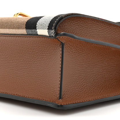 Burberry Derby Calfskin House Check Small Macken Crossbody Bag Tan 9 of 10