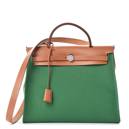 Hermes Vache Hunter Toile Herbag Zip 31 PM Cactus Natural 4 of 18