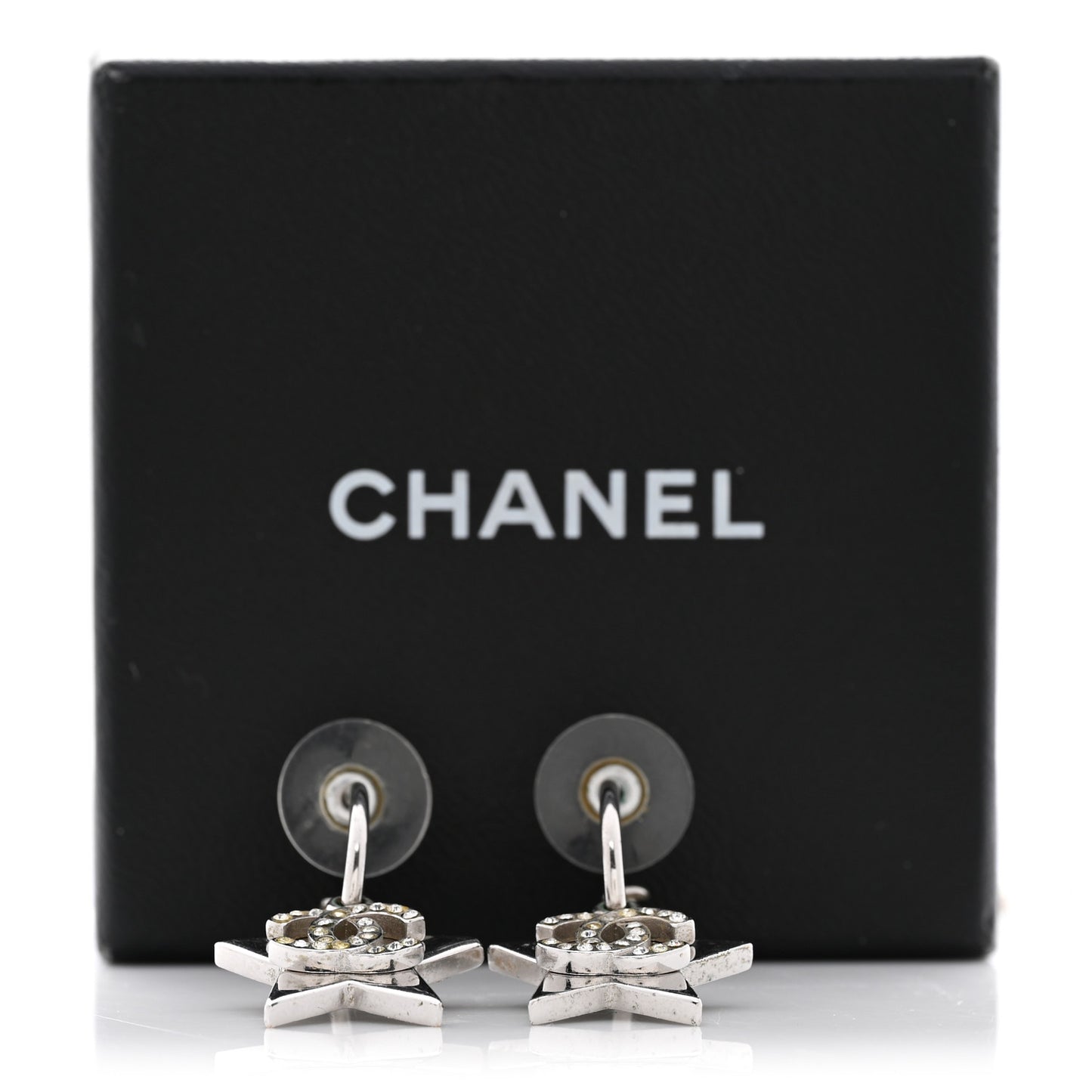 Crystal CC Star Drop Earrings Silver