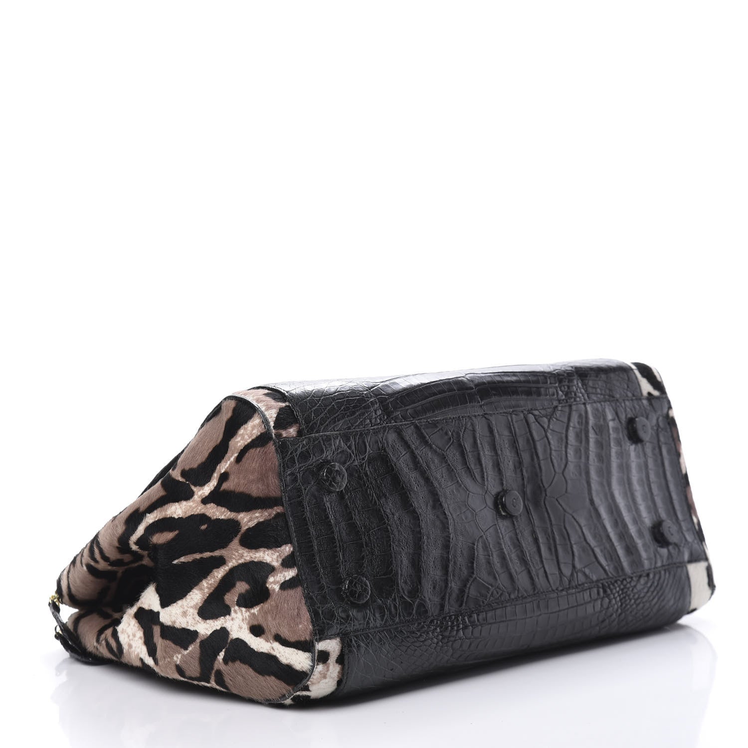 Nancy Gonzalez Crocodile Calf Hair Leopard Print Satchel Black 5 of 16
