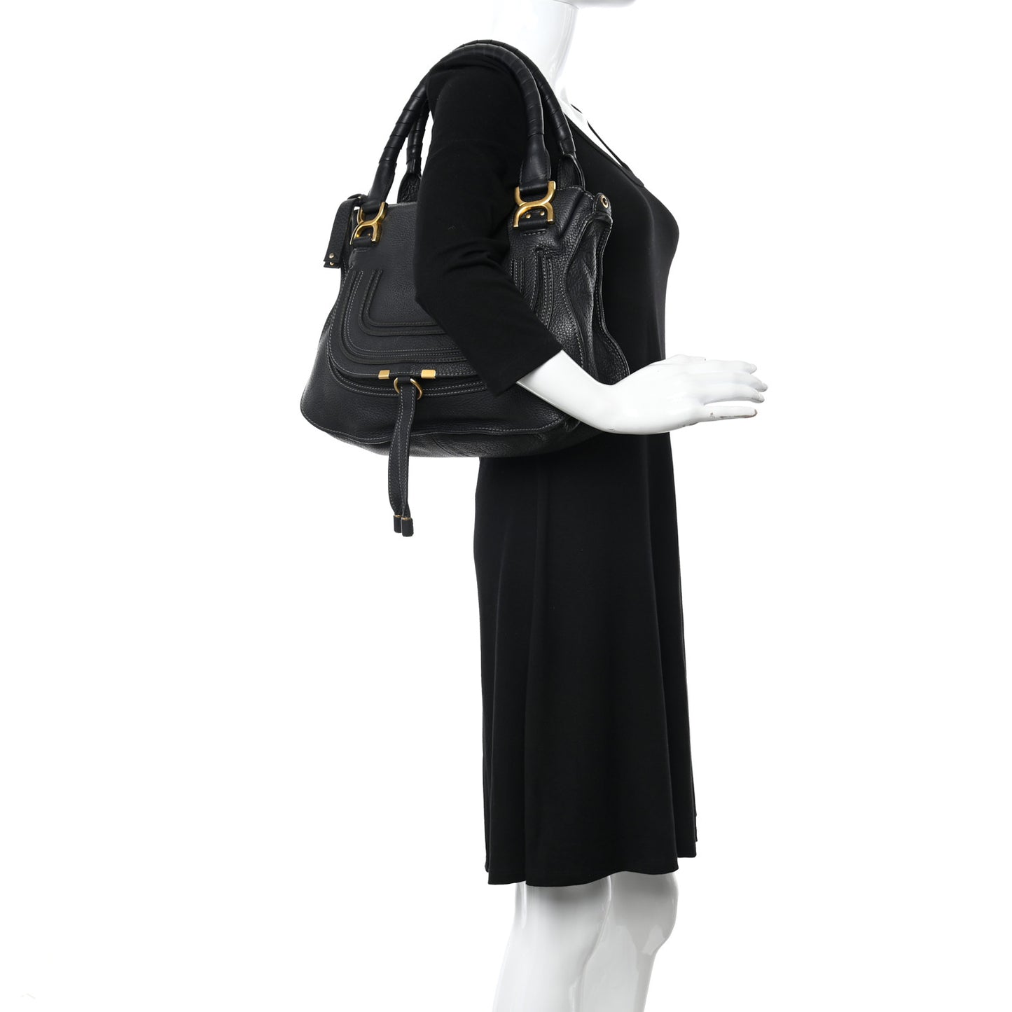 Calfskin Medium Marcie Satchel Black