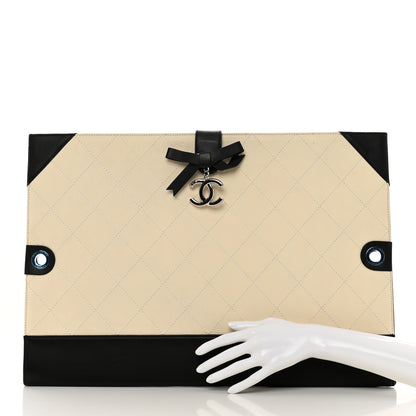 Chanel Caviar Stitched Bowtie Drawing Portfolio Dark White Black 2 of 9
