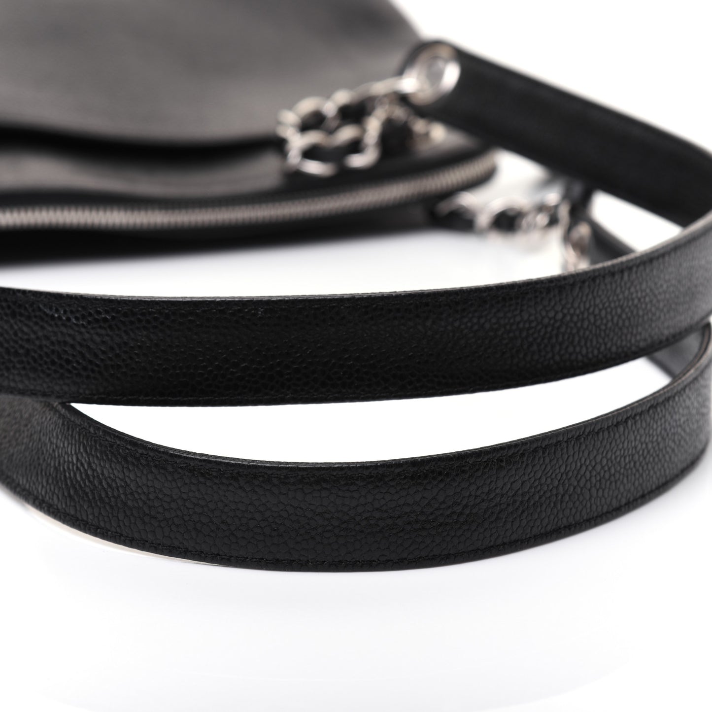 Caviar Logo Shoulder Bag Black