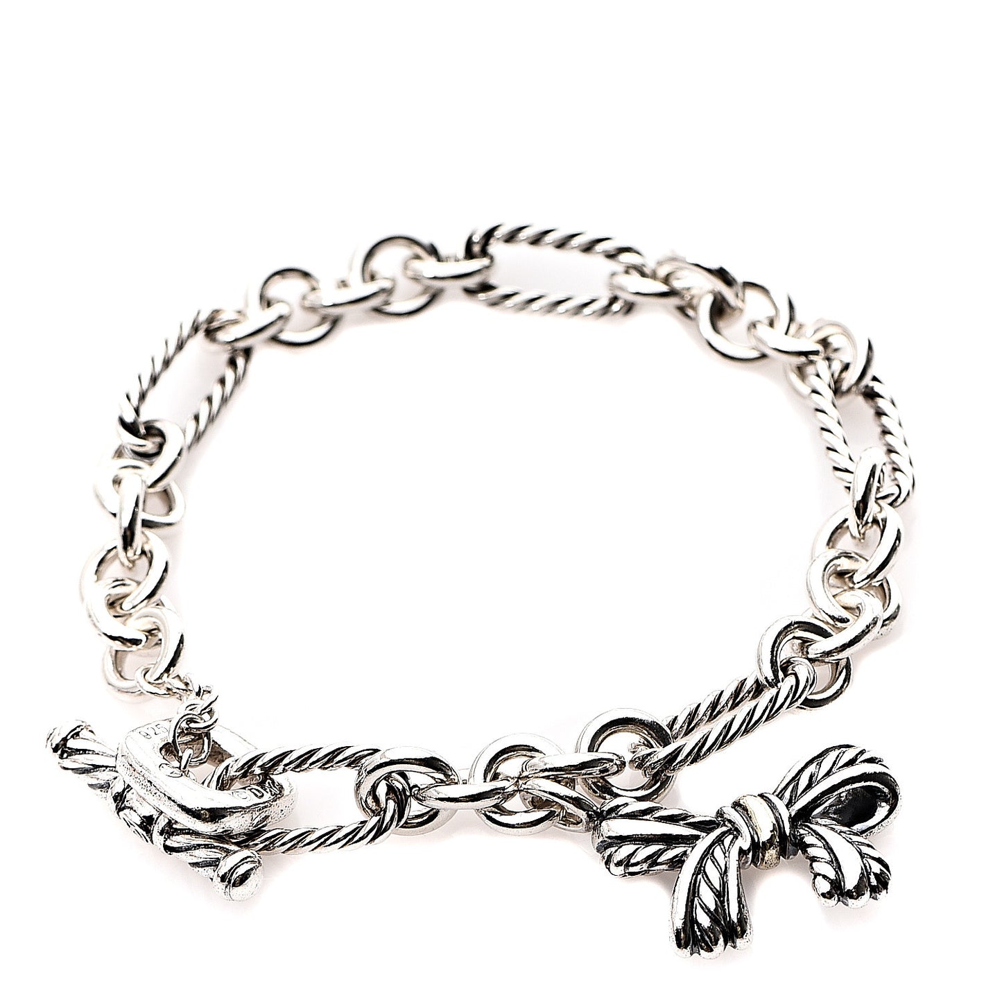Sterling Silver 18K Yellow Gold Bow Cable Collectibles Link Bracelet