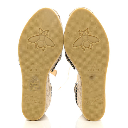 Gucci Monogram Matelasse GG Marmont Ankle Wrap Platform 35/120mm Espadrille Wedges 36 Beige Ebony Black Sand Storm 5 of 10