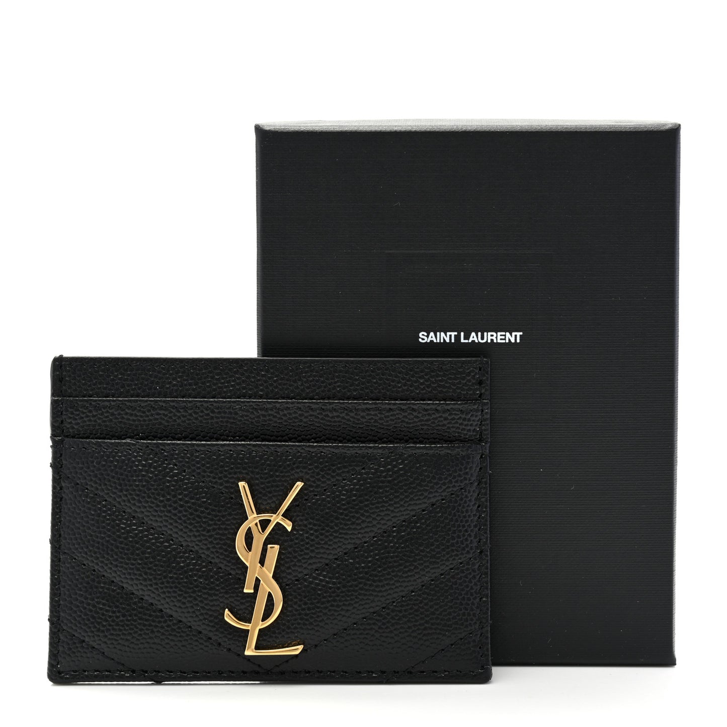 Grain De Poudre Matelasse Chevron Monogram Credit Card Case Black