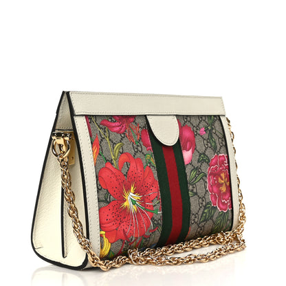 Gucci GG Supreme Monogram Flora Web Small Ophidia Chain Shoulder Bag White 3 of 10
