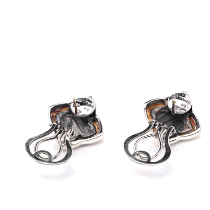 David Yurman Sterling Silver 18K Yellow Gold Quatrefoil Earrings 4 of 6
