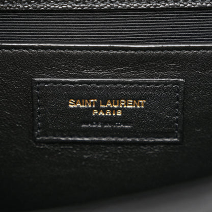 Saint Laurent Grain De Poudre Textured Mixed Matelasse Triquilt Medium Monogram Satchel Black 6 of 10