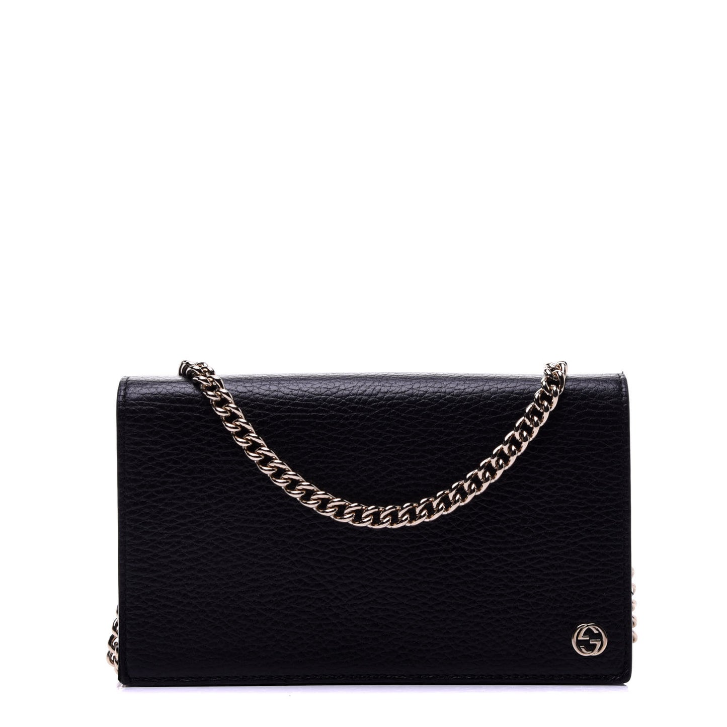 Dollar Calfskin Medium Betty Chain Wallet Black