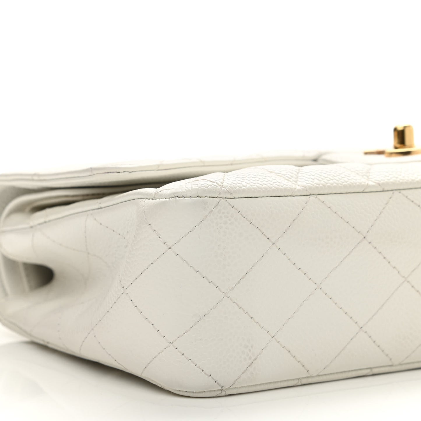 Caviar Quilted Medium Double Flap White