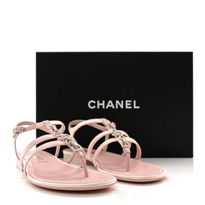 Chanel Satin Strass CC Thong Sandals 36.5 Light Pink 11 of 11