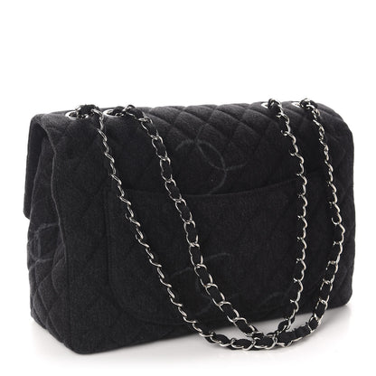Chanel Denim Quilted CC Print Jumbo Single Flap Black 3 of 10