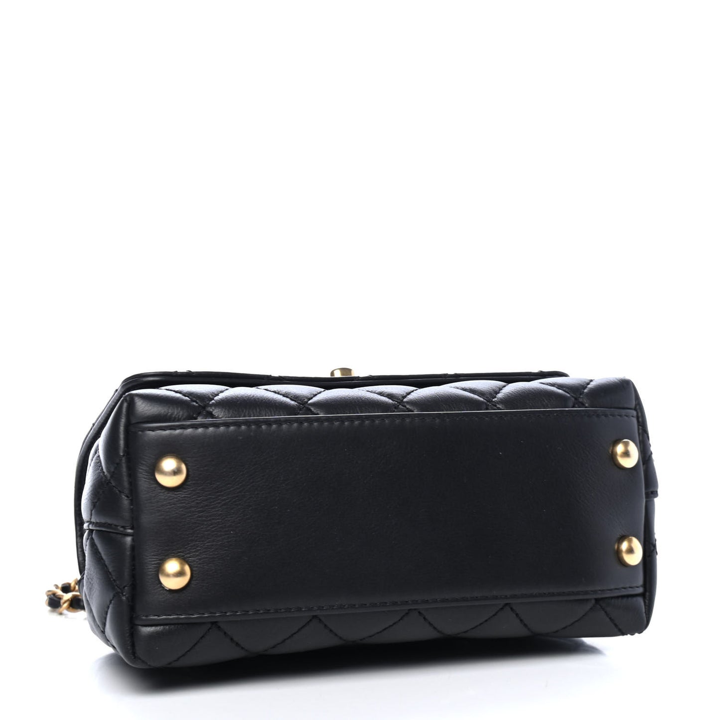 Calfskin Crystal Quilted Extra Mini Coco Handle Flap Black