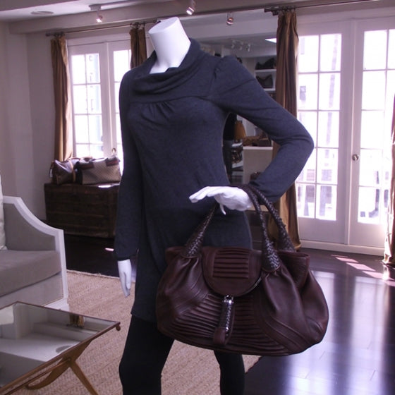 Fendi Leather Ribbed Spy Brown 2 of 11