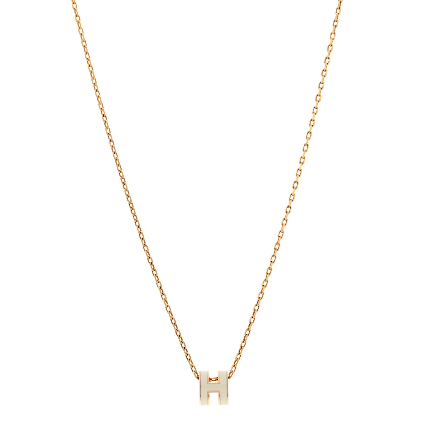 Lacquered Gold Mini Pop H Pendant Necklace White
