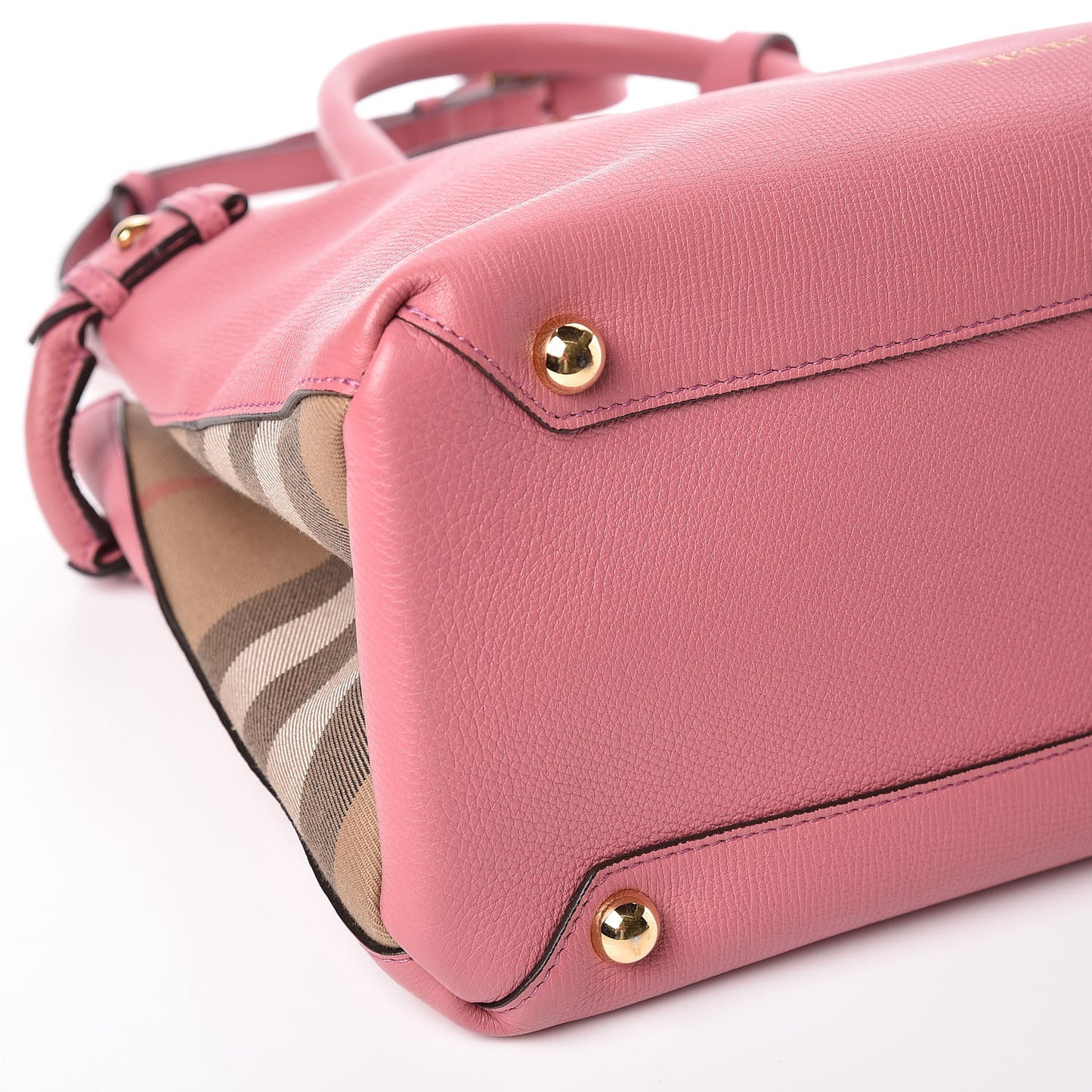 Grainy Calfskin House Check Medium Banner Tote Mauve Pink