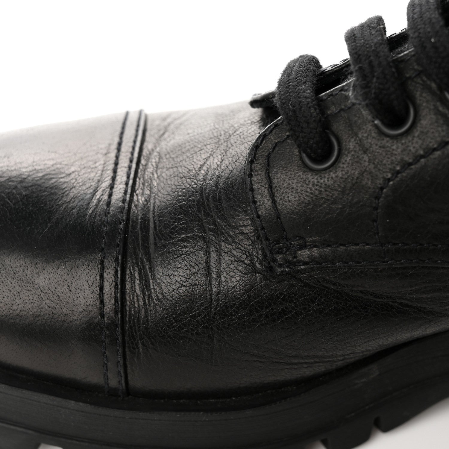 Prada Cervo Shine Captoe 30mm Combat Boots 39.5 Black 9 of 14