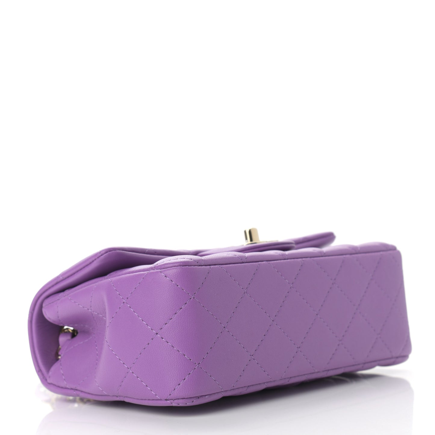 Lambskin Quilted Mini Rectangular Flap Purple