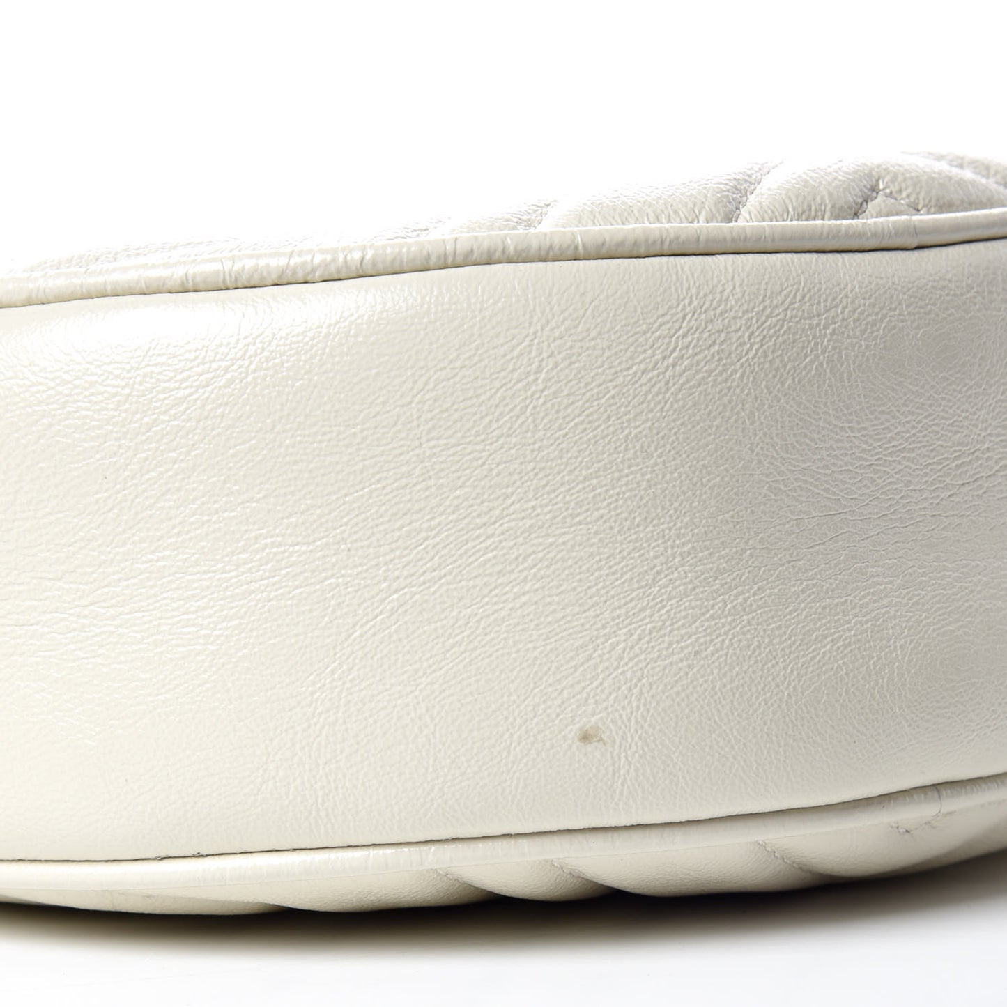 Calfskin Matelasse Mini GG Marmont Round Shoulder Bag White