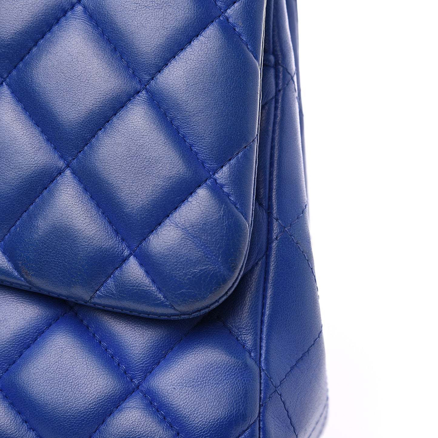 Lambskin Quilted Jumbo Double Flap Blue