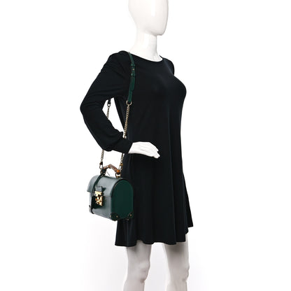 Gucci Azalea Calfskin Small Padlock Bamboo Shoulder Bag Vintage Green 3 of 9