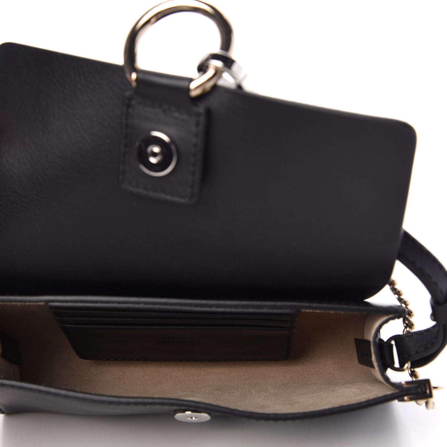 Suede Calfskin Mini Faye Shoulder Bag Carbon Grey