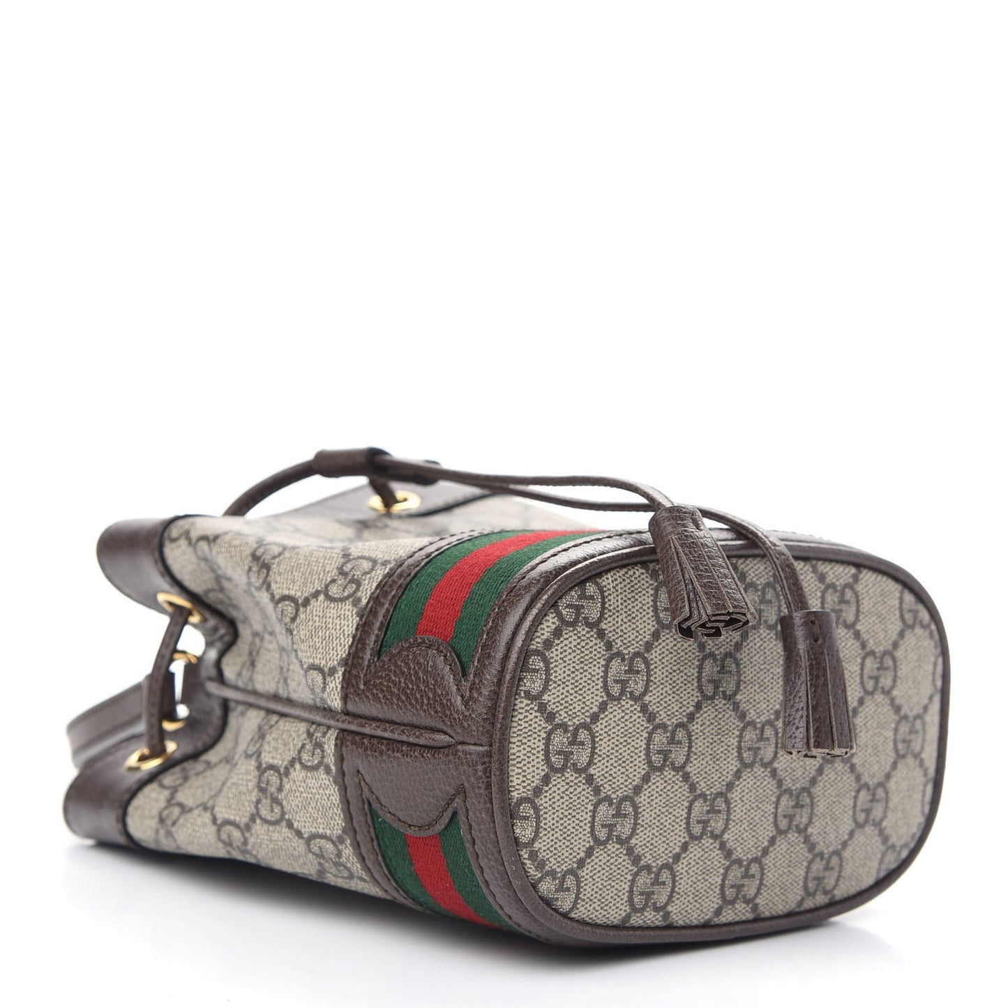 GG Supreme Monogram Web Mini Ophidia Bucket Bag Brown