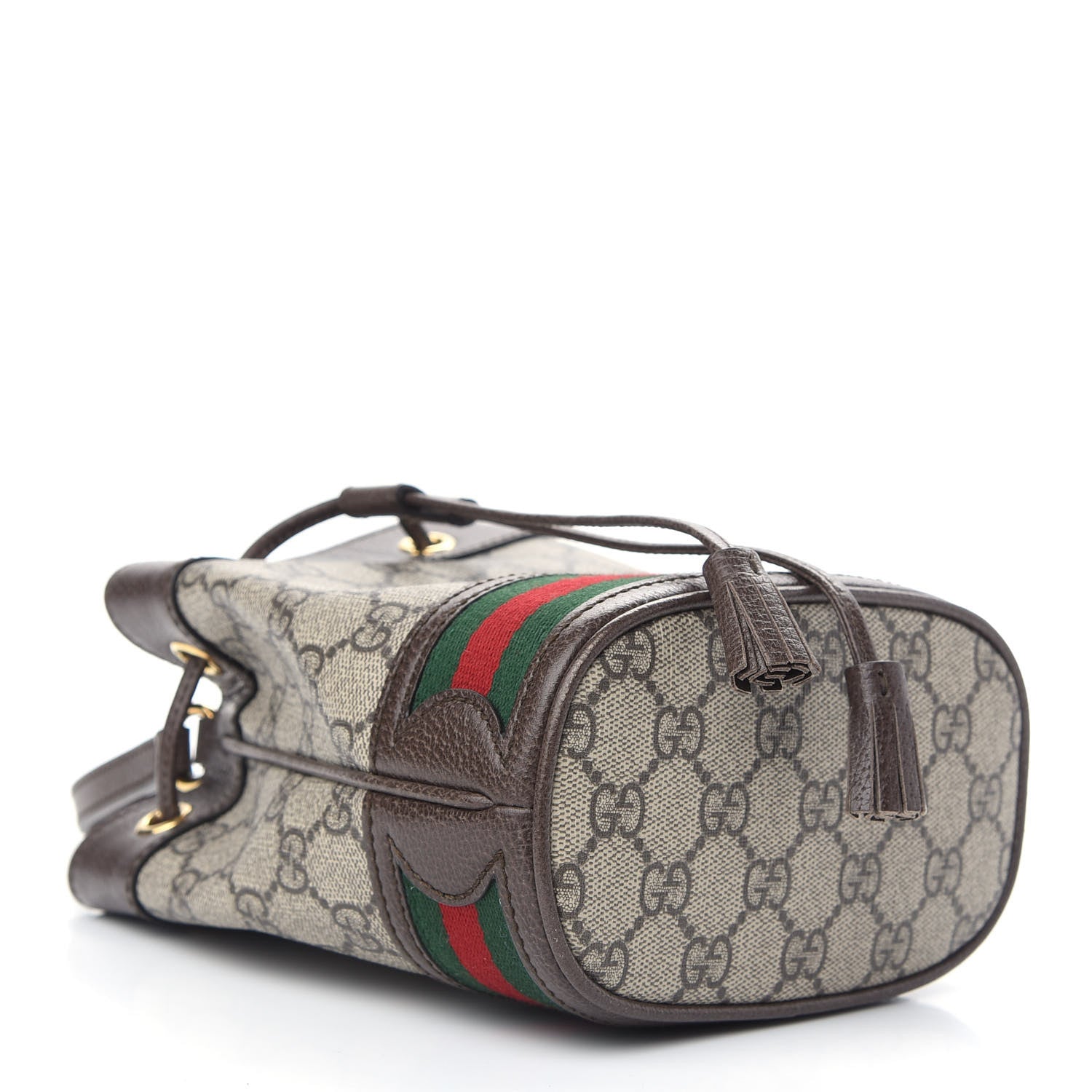 Gucci GG Supreme Monogram Web Mini Ophidia Bucket Bag Brown 4 of 11