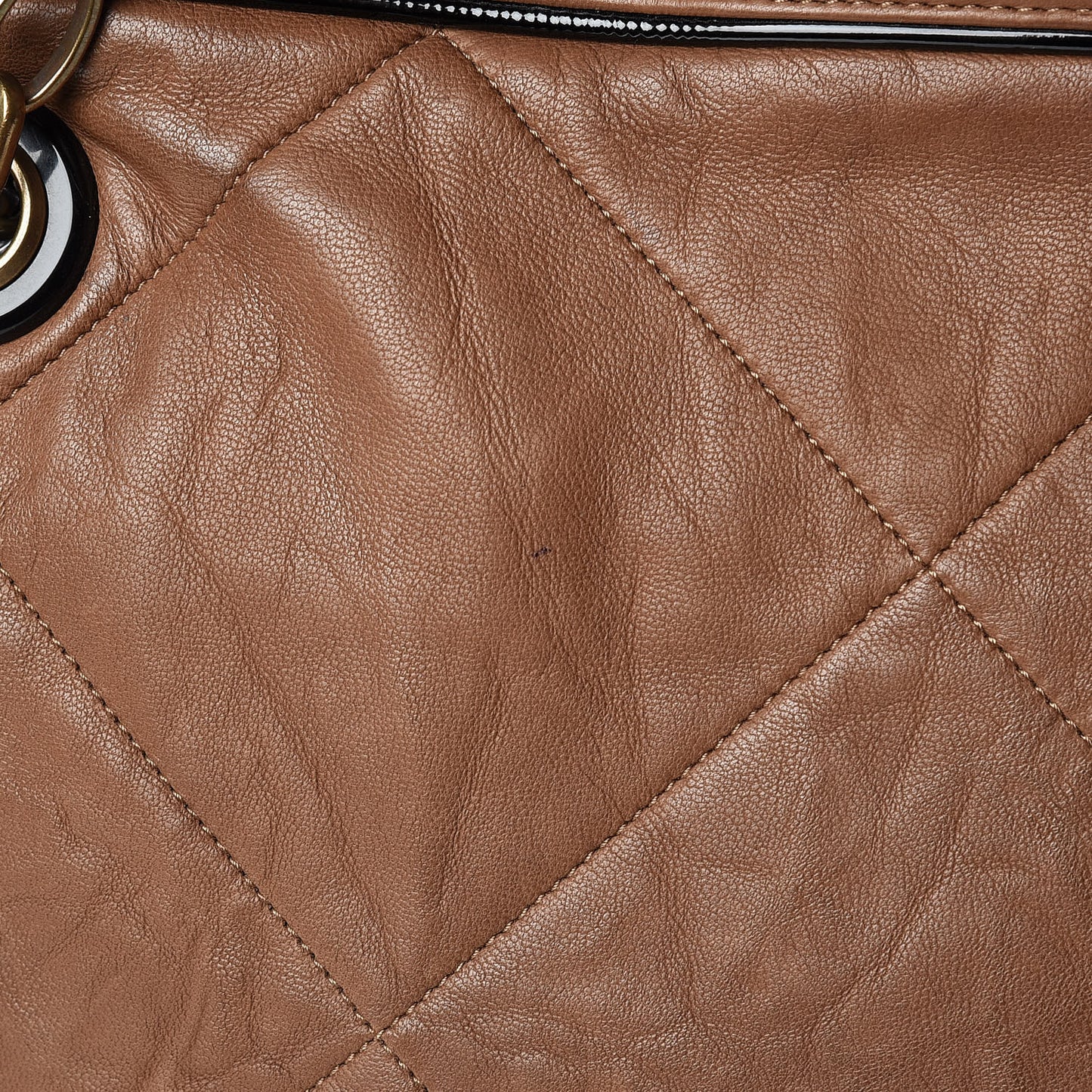 Lambskin Quilted Amalia Cabas Tote Camel