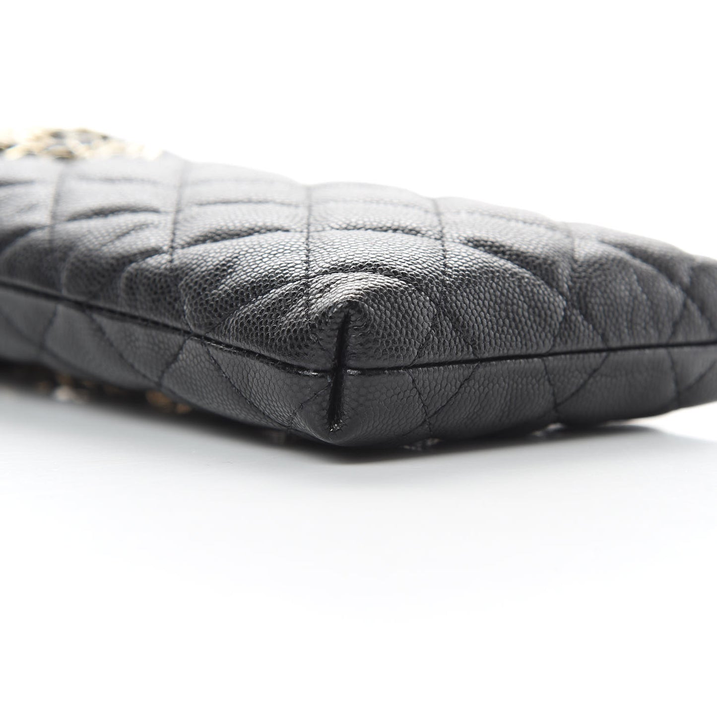 Caviar Quilted French New Wave Phone Holder With Chain Black