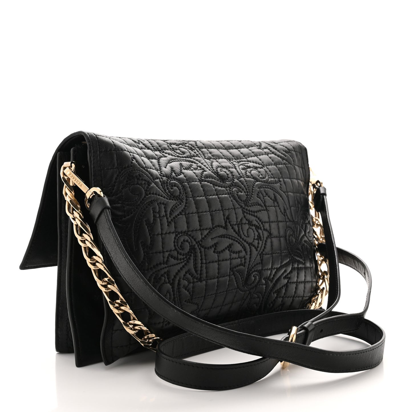 Nappa Barocco Quilted Vanitas Medea Shoulder Bag Black