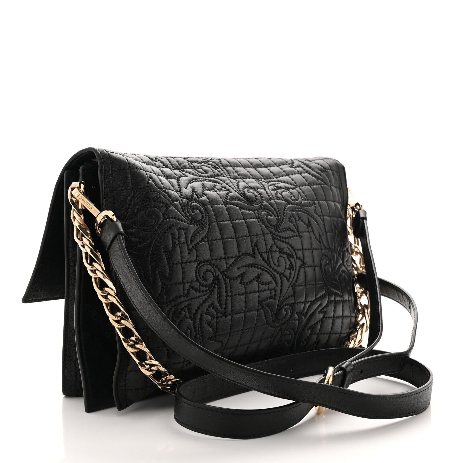 Versace Nappa Barocco Quilted Vanitas Medea Shoulder Bag Black 2 of 11