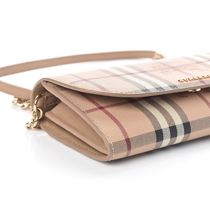 Burberry Haymarket Check Henley Wallet On Chain Mid Camel 8 of 9