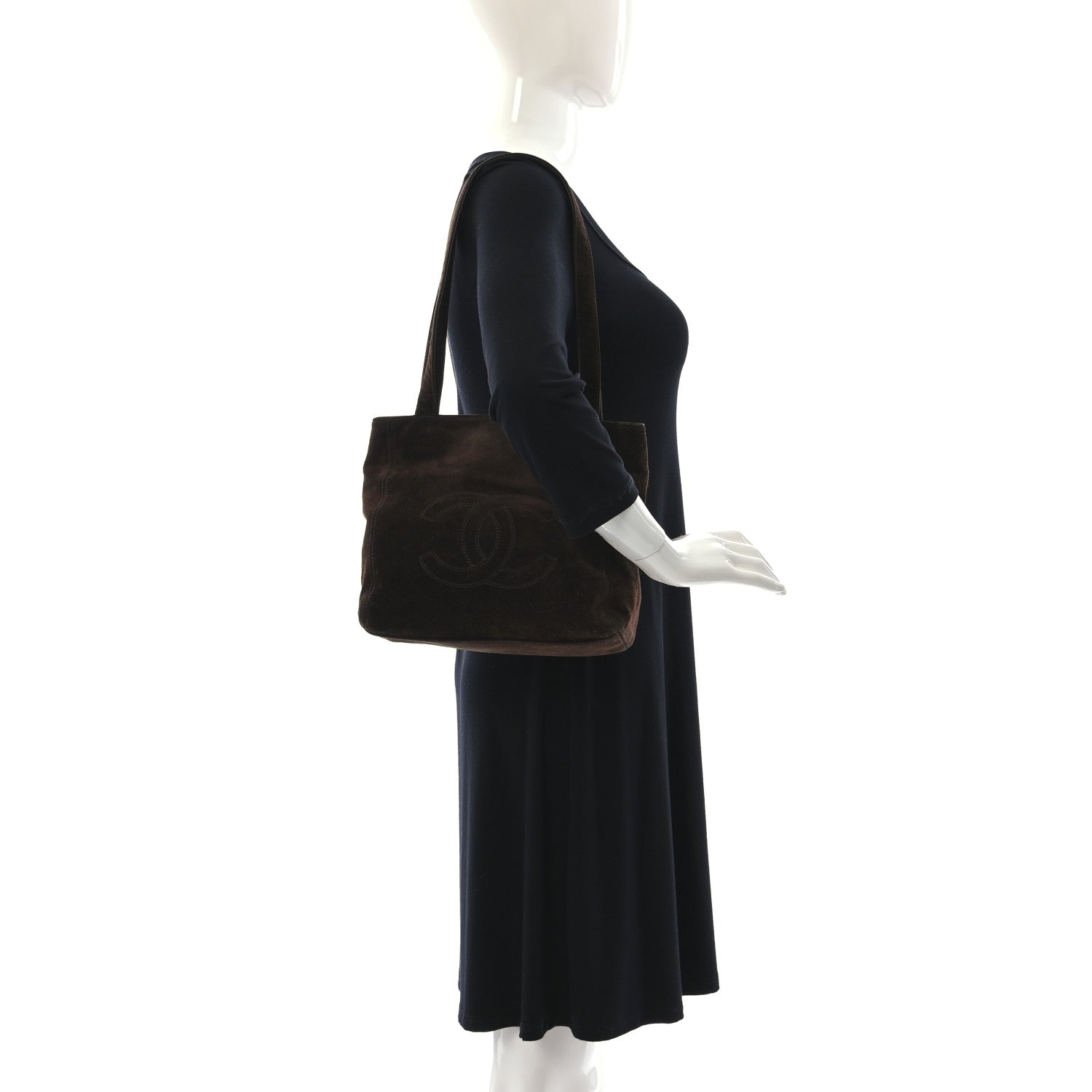 Chanel Suede CC Shoulder Bag Brown 2 of 9