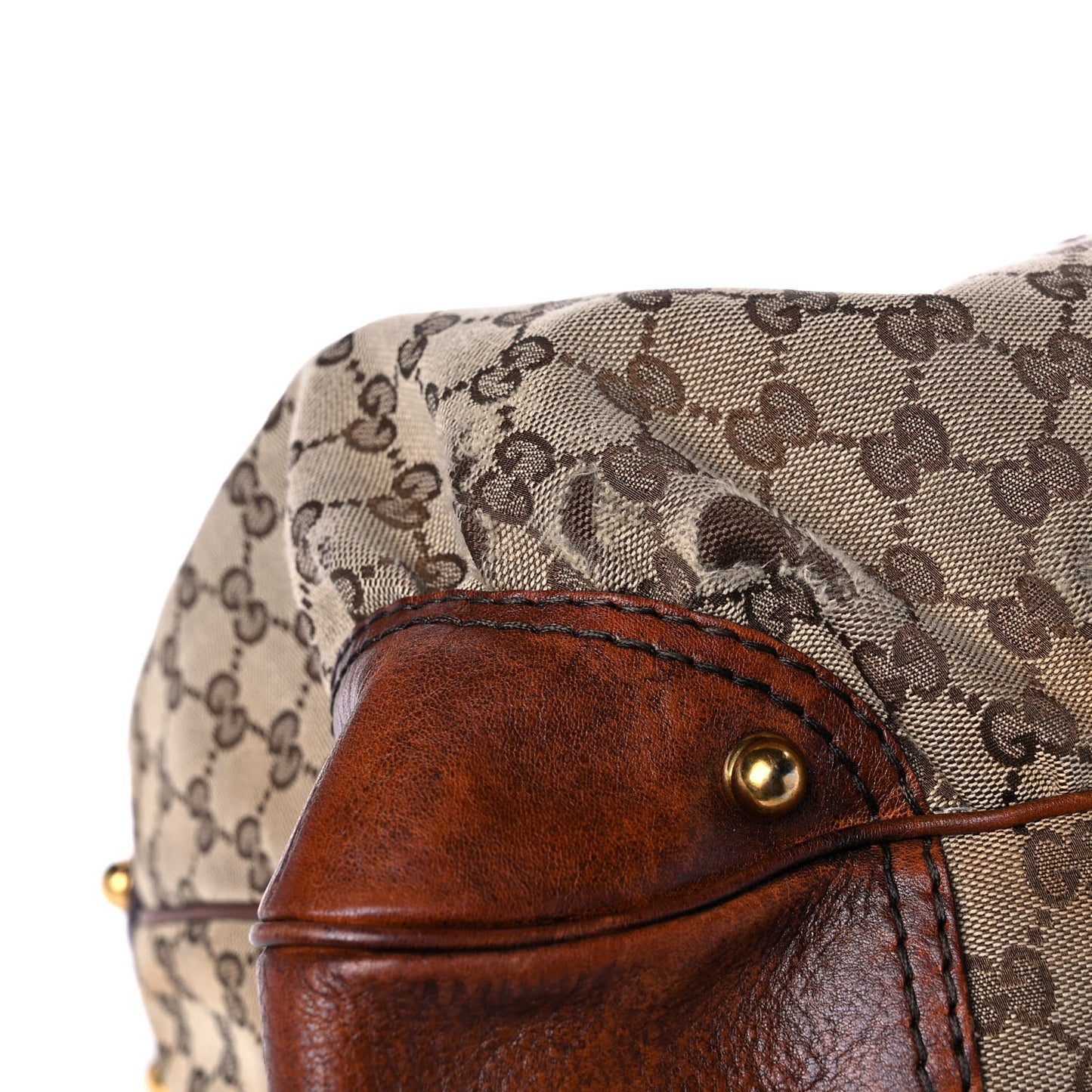 Monogram Studded Tote Dark Brown