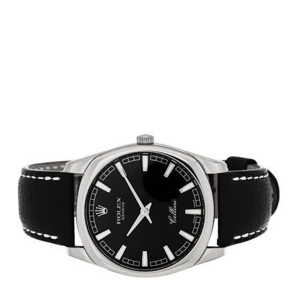 Rolex 18K White Gold Calfskin 38mm Cellini Manual Winding Watch Black 4243 2 of 5