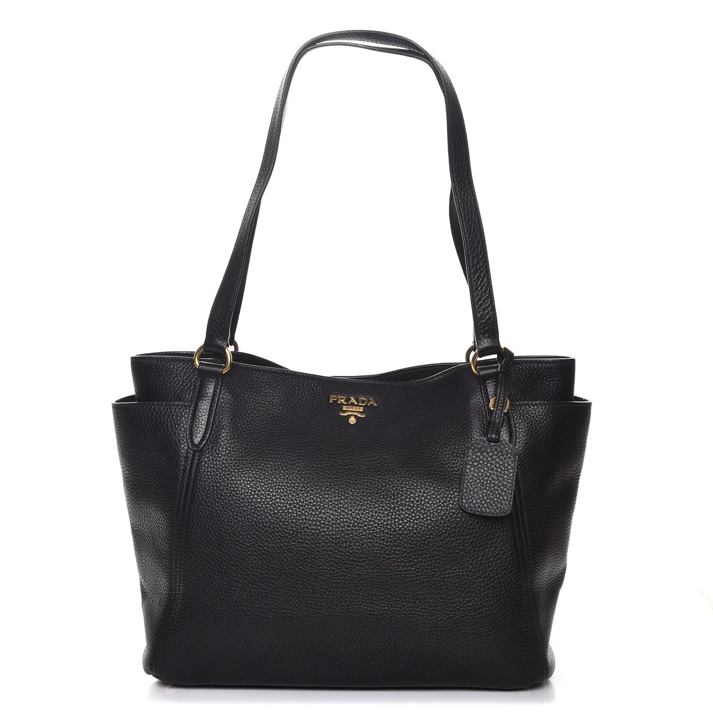 Vitello Daino Side Pocket Shoulder Bag Black